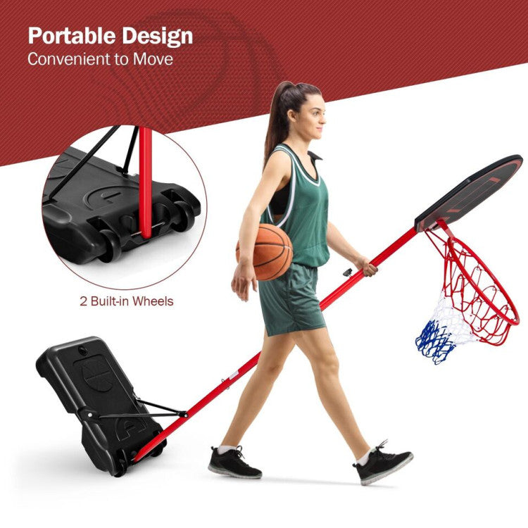 Portable basketball hoop with backboard and wheels