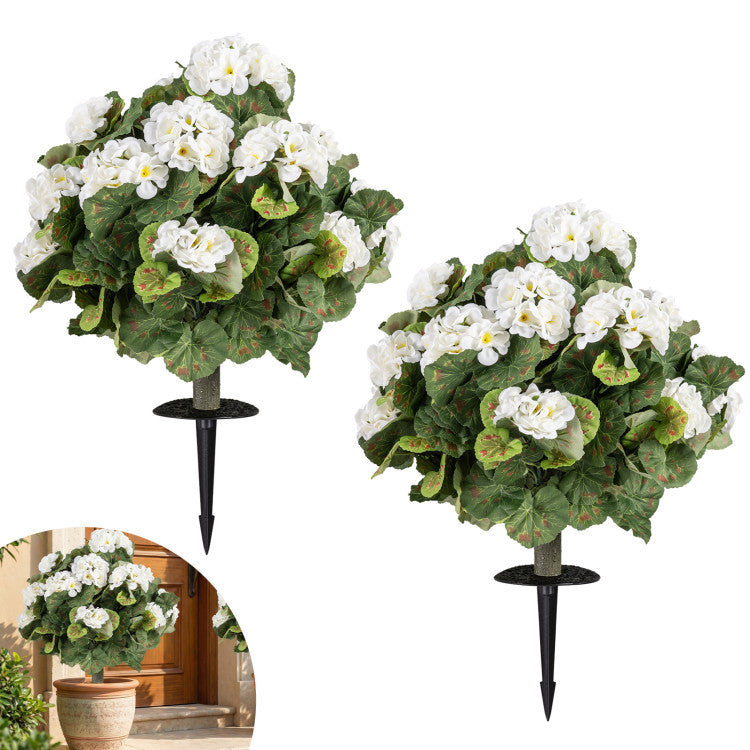 Artificial Begonia Ball Trees Set of 2 13 inch Fake Evergreen Shrubs with Ground Spikes
