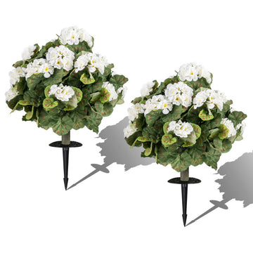 Artificial Begonia Ball Trees Set of 2 13 inch Fake Evergreen Shrubs with Ground Spikes