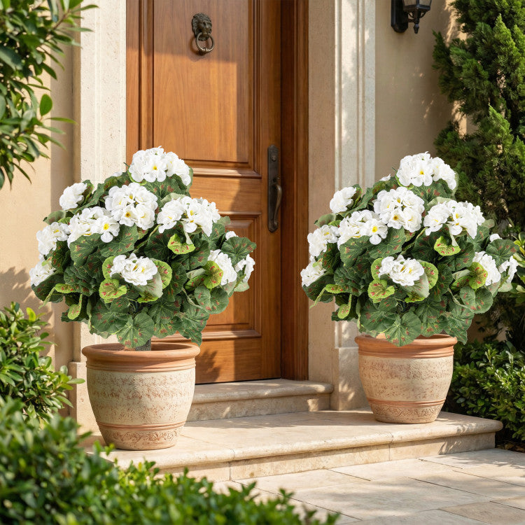 Artificial Begonia Ball Trees Set of 2 13 inch Fake Evergreen Shrubs with Ground Spikes