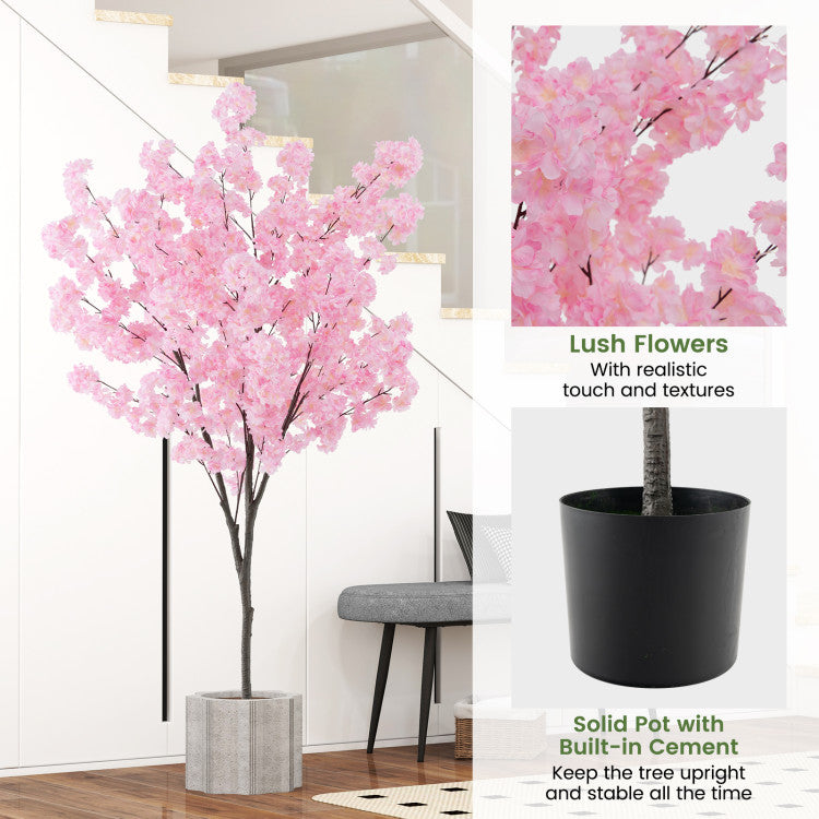 6.5 FT Tall Artificial Cherry Blossom Tree with 900 Pink Flowers