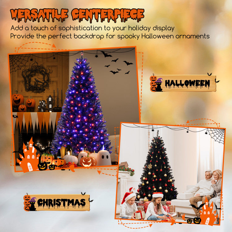 6/7/8 Feet Artificial Christmas Tree with 6 Lighting Modes and Spooky Sounds