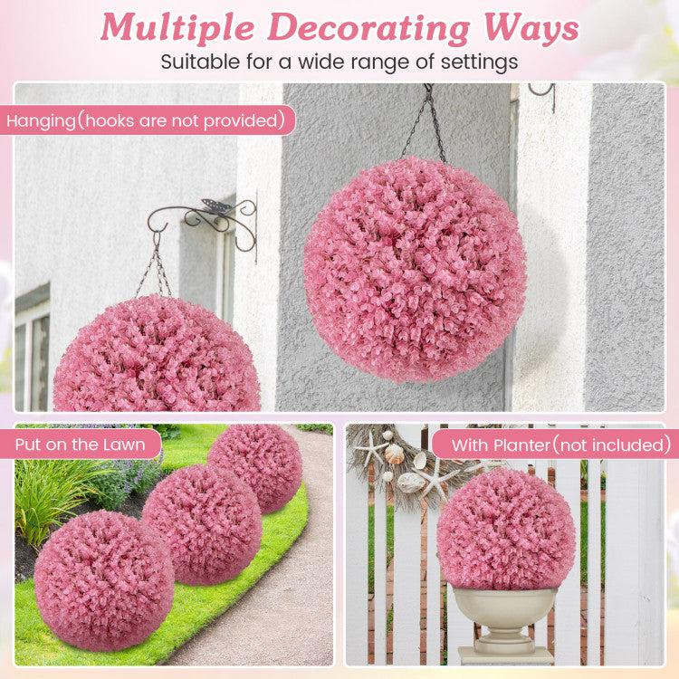 17.5 Inch 2 Pack Faux Eucalyptus Decorative Balls with 7 Layers Leaves