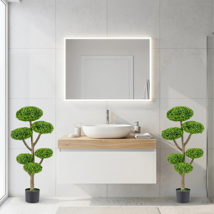 Indoor Outdoor 6 Balls Topiary Tree with Realistic Trunk and Weighted Cement-Filled Base
