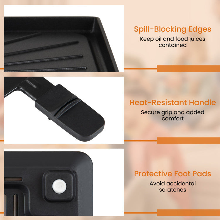 BBQ Grill with Fondue Pot Set and Adjustable Thermostats for 8 People