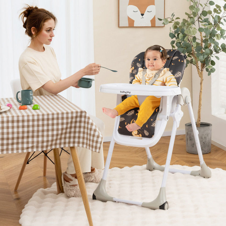3-In-1 Convertible Baby High Chair with 7 Heights and Double Food Tray