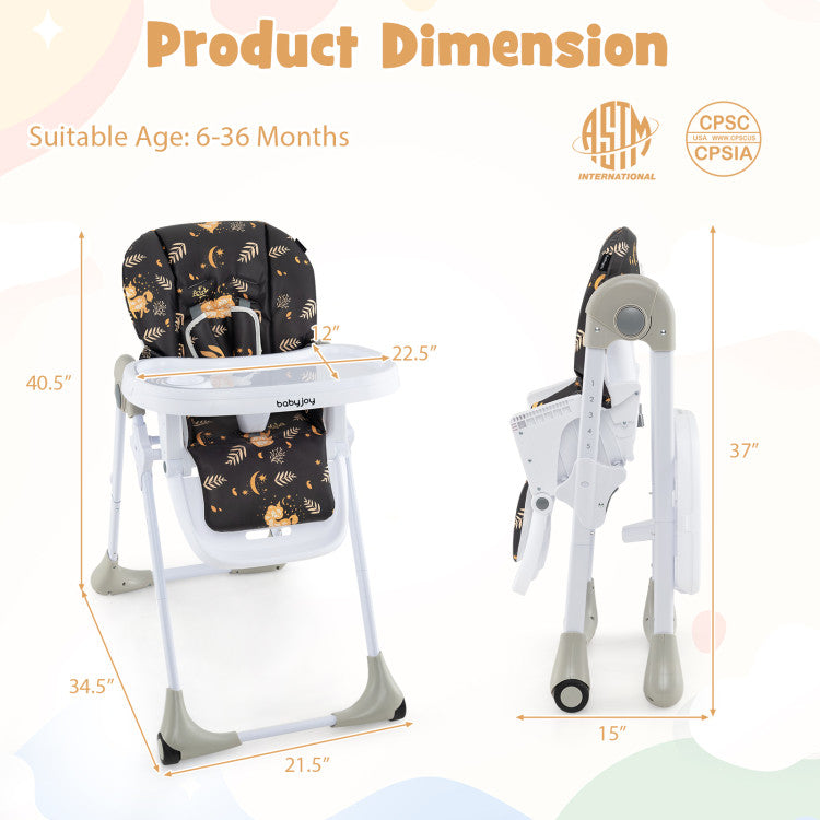 3-In-1 Convertible Baby High Chair with 7 Heights and Double Food Tray
