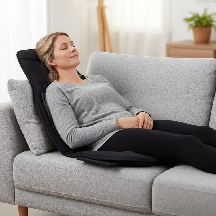 Back Massager Seat Cushion with Heat and 10 Vibration Motors for Pain Relief