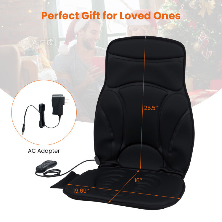 Back Massager Seat Cushion with Heat and 10 Vibration Motors for Pain Relief