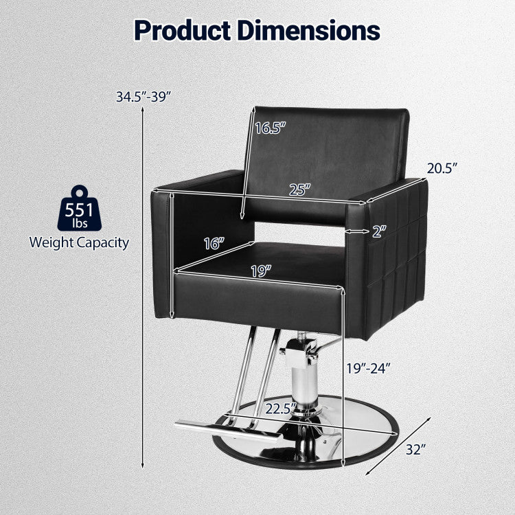 Barber Salon Chair Beauty Styling Chair with Hydraulic Pump and Adjustable Height 360°Swivel Spa Chair