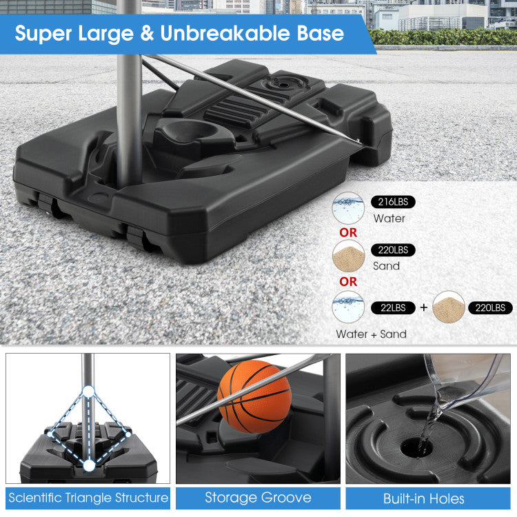 Basketball Hoop with 5.4-6.6FT Adjustable Height and 50 Inch Backboard