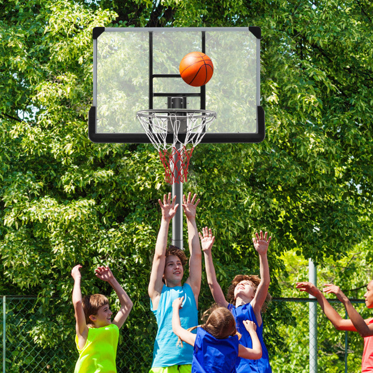 Basketball Hoop with 5.4-6.6FT Adjustable Height and 50 Inch Backboard