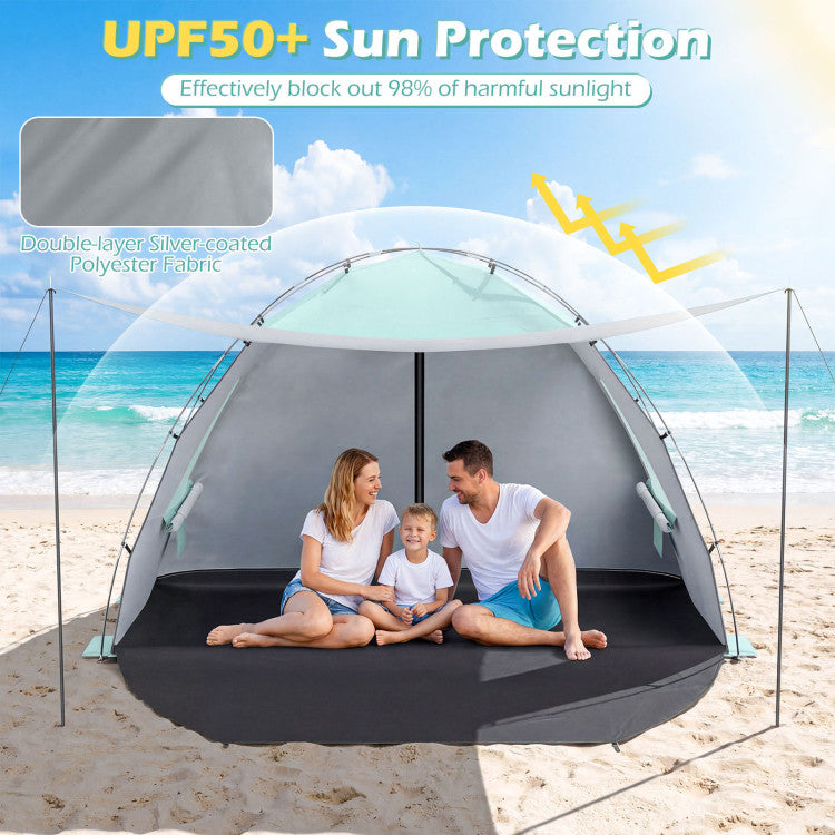 Beach Tent Sun Shelter with Canopy Easy Setup UPF50+ Sun Protection