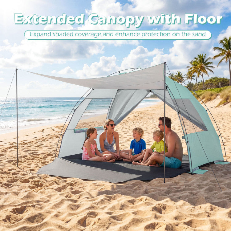 Beach Tent Sun Shelter with Canopy Easy Setup UPF50+ Sun Protection