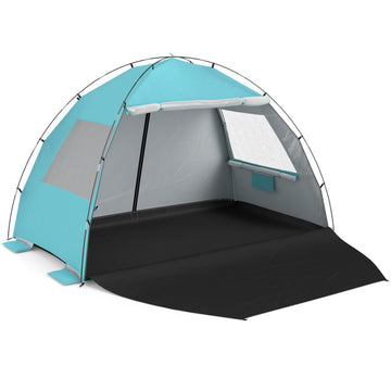 Beach Tent Sun Shelter with Canopy with Extended Floor and Vent Windows