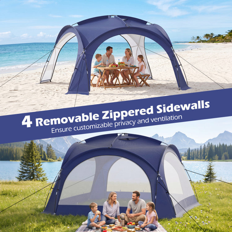 Beach Tent for 12-15 People Easy Setup Dome Canopy Tent with 4 Removable Zippered Sidewalls