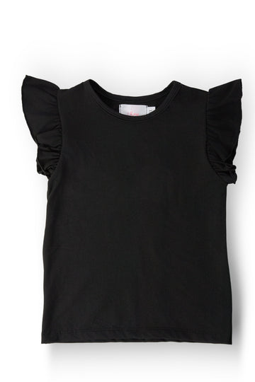 Black S/S Ruffle Tee