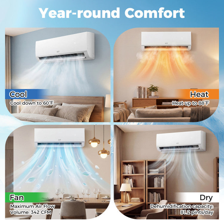 Blast Pro Series 12000 BTU 20 SEER2 208-230V Wifi Enabled Mini Split Air Conditioner and Heater