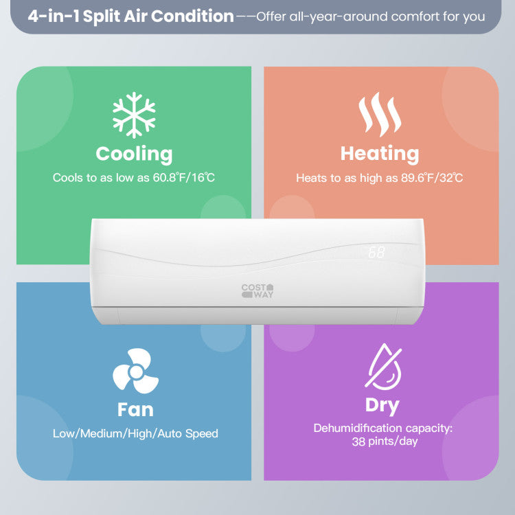 Blast Series 9000 BTU 17 SEER2 208-230V Ductless Mini Split Air Conditioner and Heater