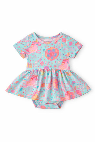 SALE Blue Retro Unicorns S/S Twirl Bodysuit