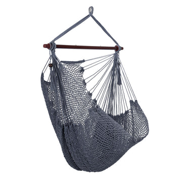Caribbean Hammock Chair with Metal Spreader Bar Woven Rope Swing