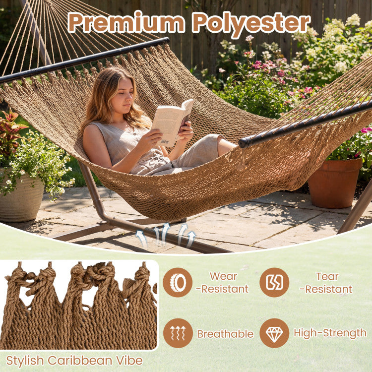 Caribbean Hammock with Spreader Bar for Patio Poolside