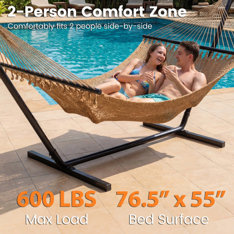Caribbean Hammock with Spreader Bar for Patio Poolside