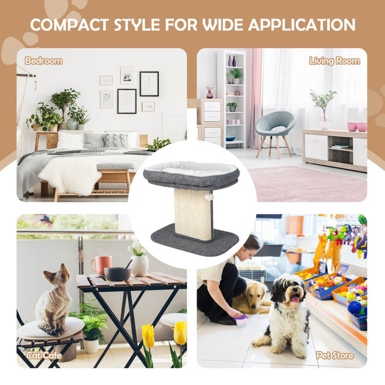 Modern Cat Tree Tower with Large Plush Perch and Sisal Scratching Plate