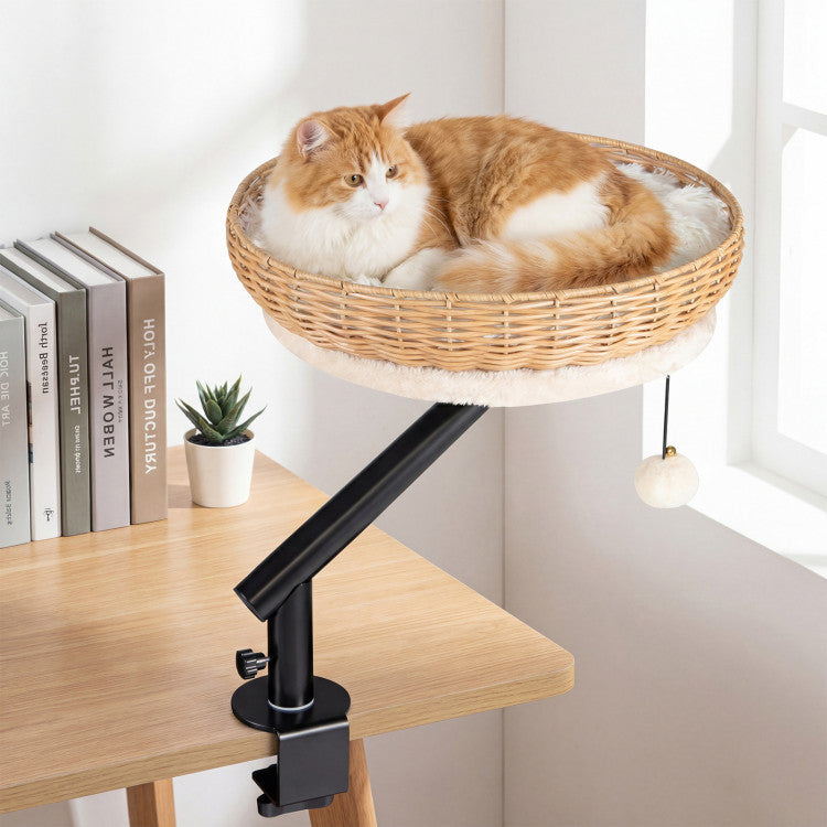 Cat Desk Bed with Removable Padded Cushion for Indoor Cats