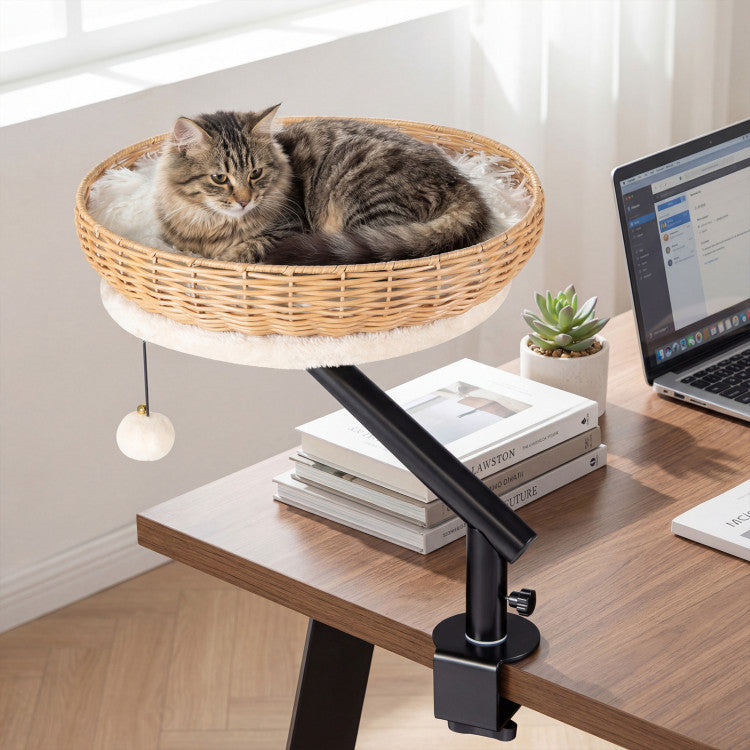 Cat Desk Bed with Removable Padded Cushion for Indoor Cats