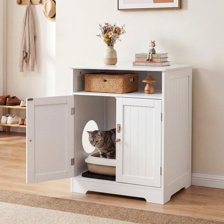Cat Litter Box Enclosure Wooden Hidden Pet Washroom Furniture