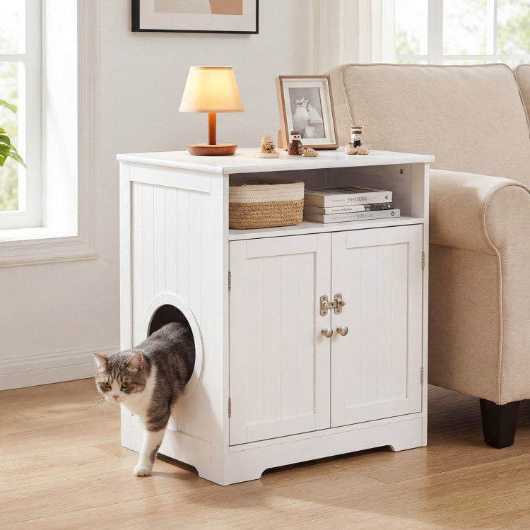 Cat Litter Box Enclosure Wooden Hidden Pet Washroom Furniture