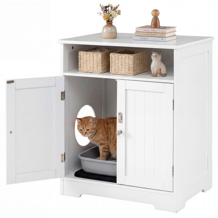 Cat Litter Box Enclosure Wooden Hidden Pet Washroom Furniture