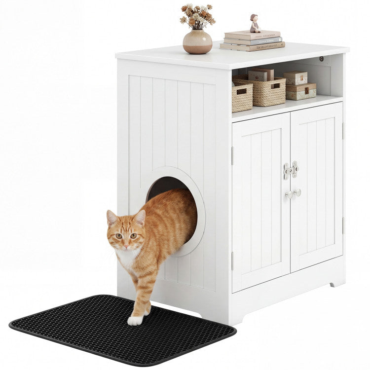 Cat Litter Box Enclosure Wooden Hidden Pet Washroom Furniture