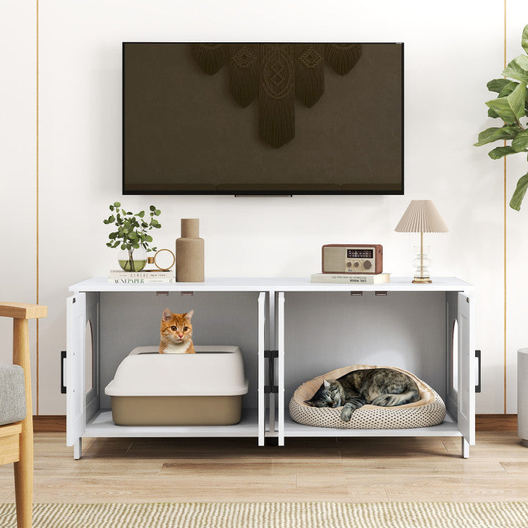 Cat Litter Box Enclosure for 2 Cats Modern Kitty Litter Box Furniture Hidden