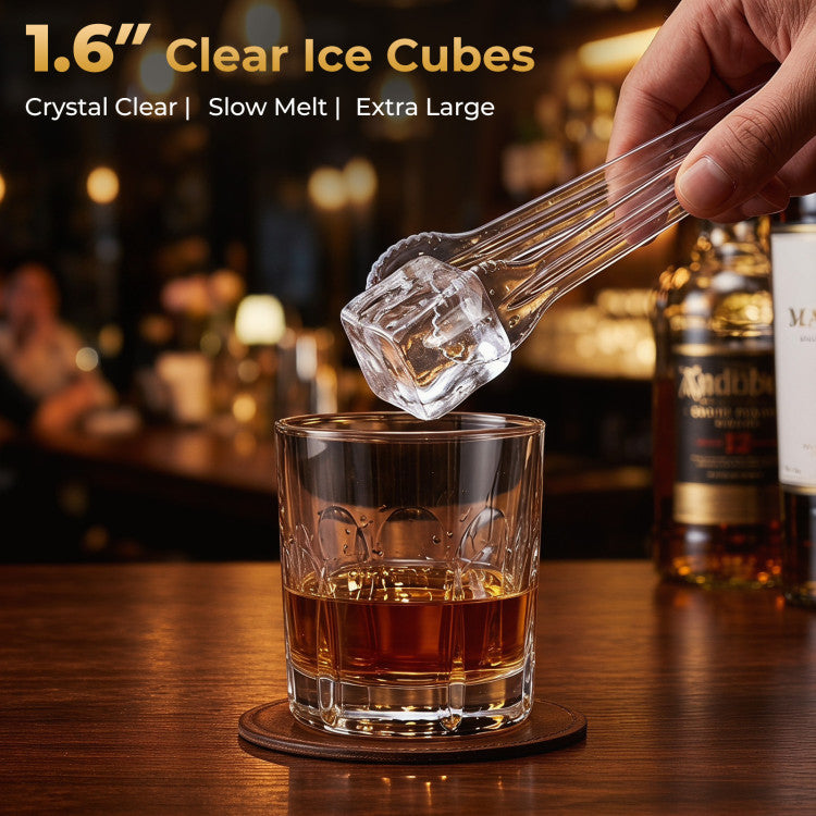 Clear Ice Cube Maker Countertop 1.6 Inches Large Square Ice Cubes