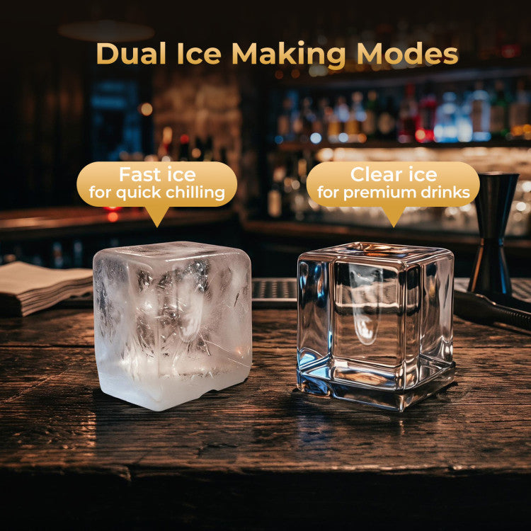 Clear Ice Cube Maker Countertop 1.6 Inches Large Square Ice Cubes