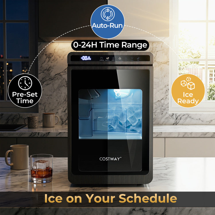 Clear Ice Cube Maker Countertop 1.6 Inches Large Square Ice Cubes
