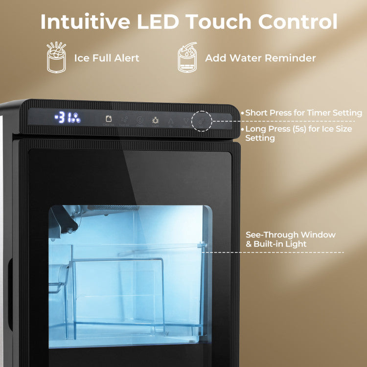 Clear Ice Cube Maker Countertop 1.6 Inches Large Square Ice Cubes