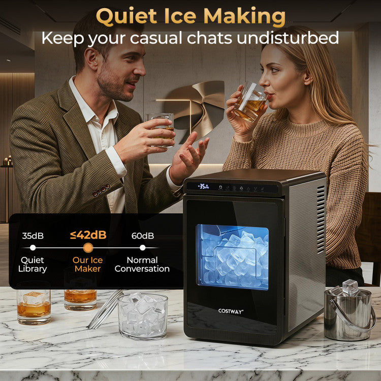 Clear Ice Cube Maker Countertop 1.6 Inches Large Square Ice Cubes