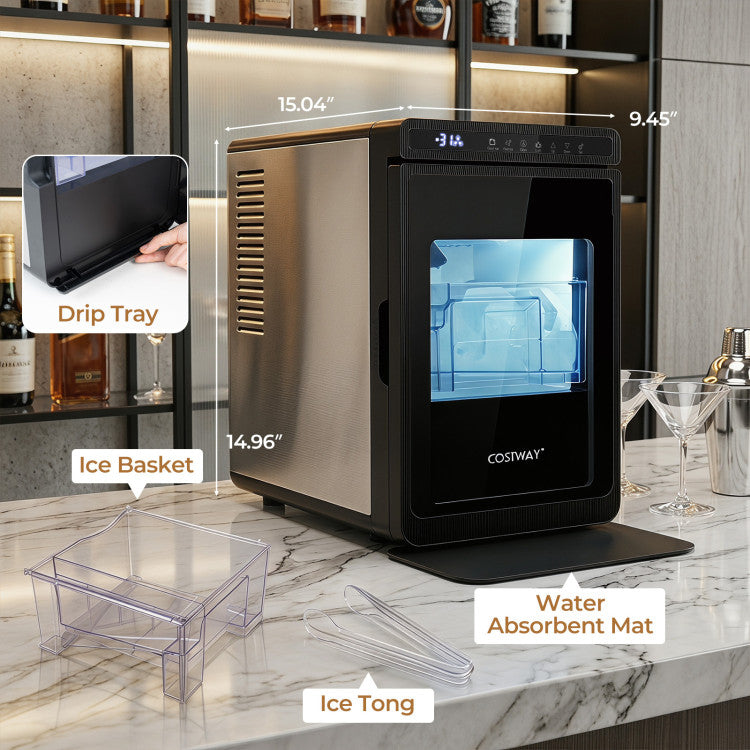 Clear Ice Cube Maker Countertop 1.6 Inches Large Square Ice Cubes
