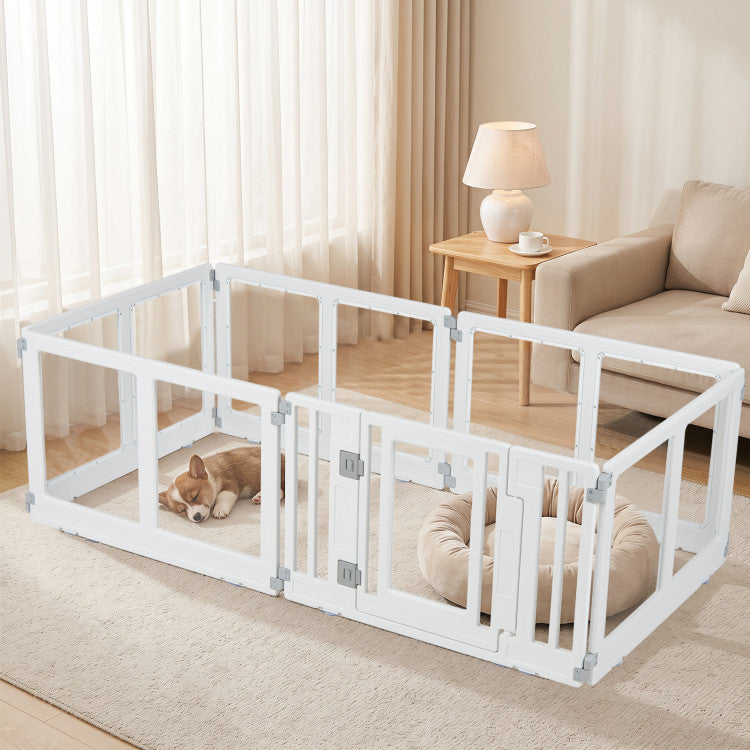 Clear Plastic Dog Playpen with Secure Locking Door