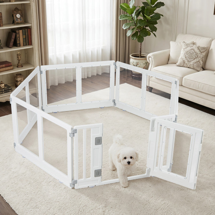 Clear Plastic Dog Playpen with Secure Locking Door