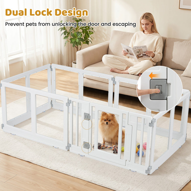 Clear Plastic Dog Playpen with Secure Locking Door