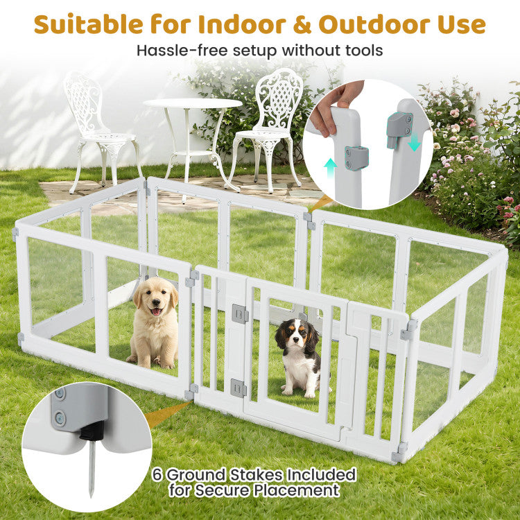 Clear Plastic Dog Playpen with Secure Locking Door