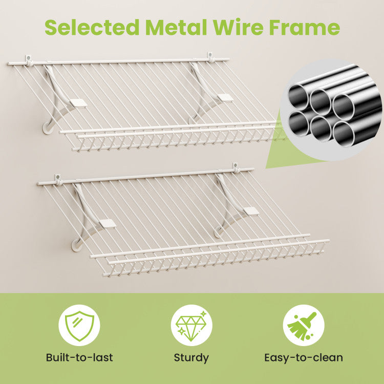 Closet Shelves Wall Mounted Set of 2 Metal Wire Shoe Racks