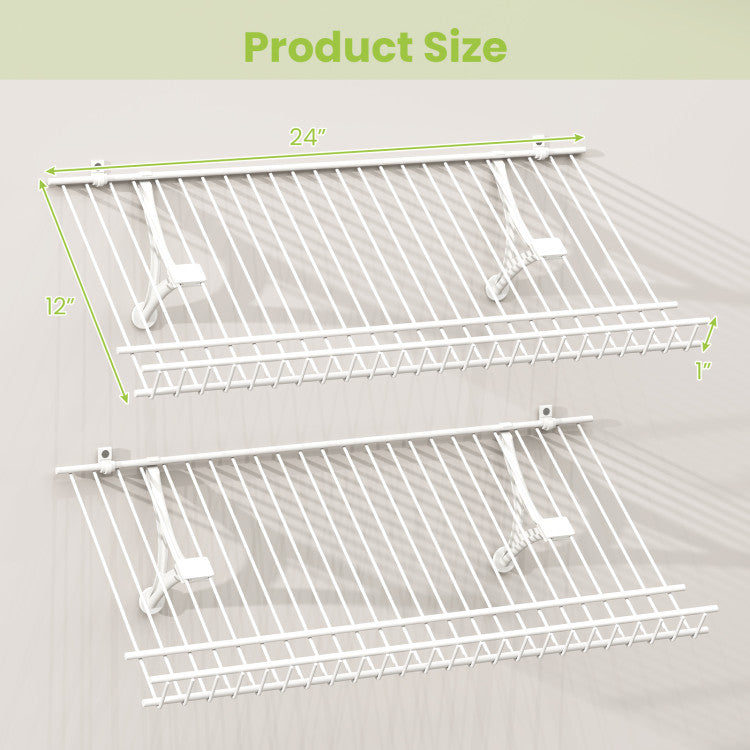 Closet Shelves Wall Mounted Set of 2 Metal Wire Shoe Racks
