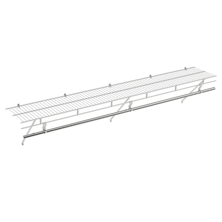 Closet Shelves Wall Mounted with Hanging Rod for Laundry Room