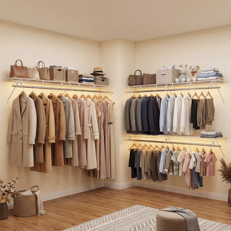 Closet Shelves Wall Mounted with Hanging Rod for Laundry Room