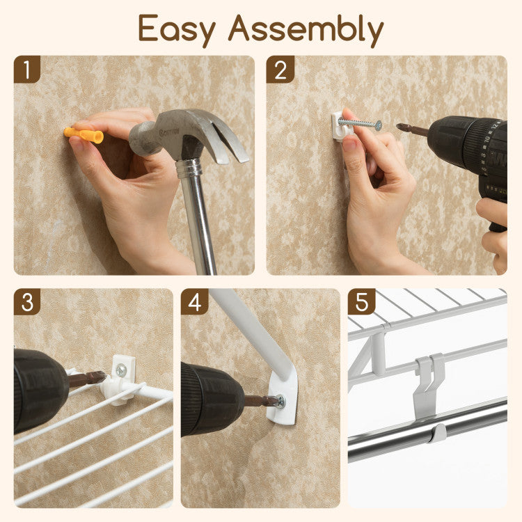 Closet Shelves Wall Mounted with Ventilated Metal Wire Shelving Kit